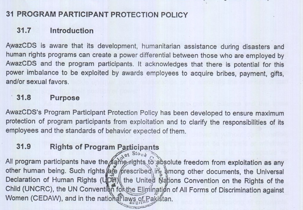 Program Participants Protection Policy